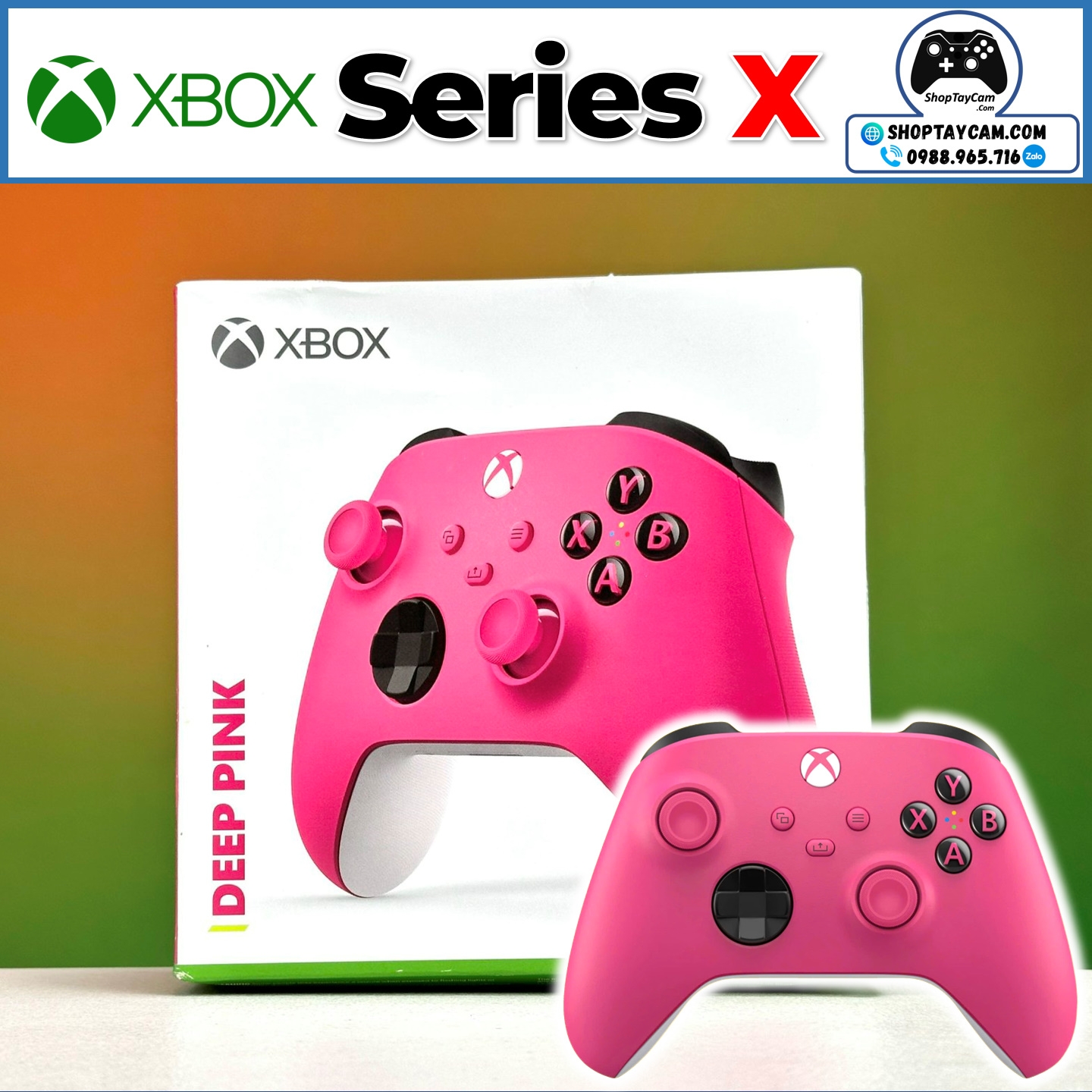 Tay Cầm Xbox One X / Xbox Seri X Chính Hãng Màu Hồng Deep Pink + Cáp Cable USB Chơi Game Tối Ưu Cho FC ONLINE / FIFA / PC