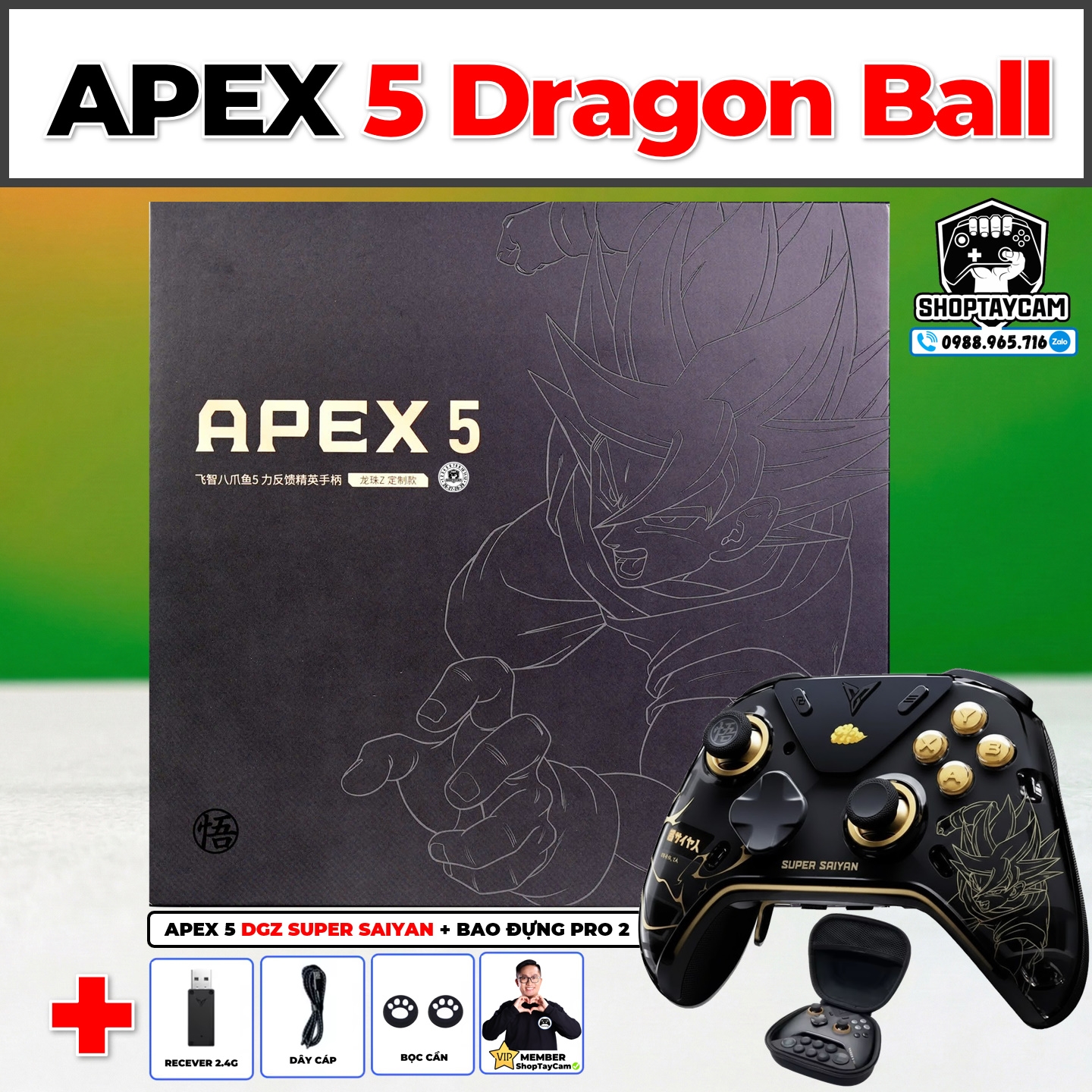 Tay Cầm Flydigi APEX 5 DRAGON BALL Z SUPER SAIYAN – Tay Cầm Bluetooth Wireless Cao Cấp Chơi FO4 FC ONLINE, PC, LAPTOP, Steam, Android | KÈM BAO ĐỰNG Tay Cầm Flydigi APEX 5 DRAGON BALL Z SUPER SAIYAN – Tay Cầm Bluetooth Wireless Cao Cấp Chơi FO4 FC ONLINE, PC, LAPTOP, Steam, Android | KÈM BAO ĐỰNG