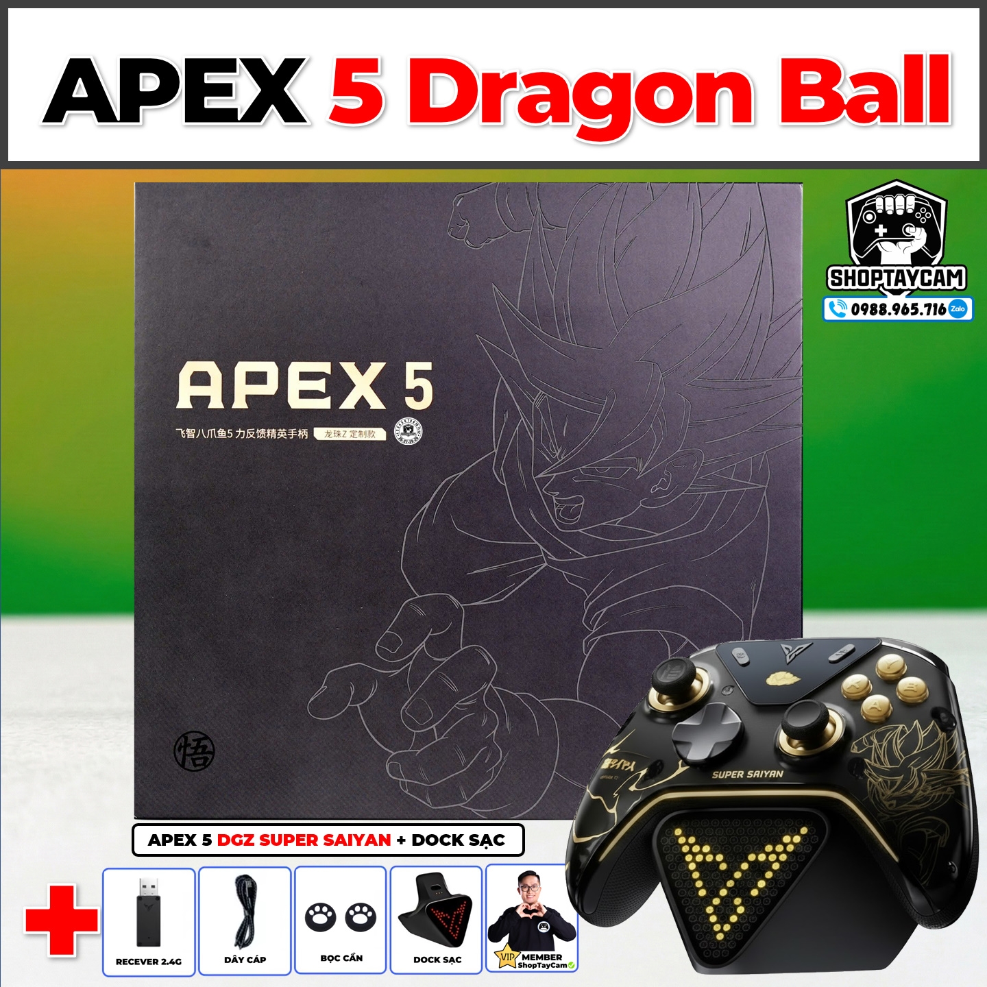 Tay Cầm Flydigi APEX 5 DRAGON BALL Z SUPER SAIYAN – Tay Cầm Bluetooth Wireless Cao Cấp Chơi FO4 FC ONLINE, PC, LAPTOP, Steam, Android | KÈM DOCK SẠC Tay Cầm Flydigi APEX 5 DRAGON BALL Z SUPER SAIYAN – Tay Cầm Bluetooth Wireless Cao Cấp Chơi FO4 FC ONLINE, PC, LAPTOP, Steam, Android | KÈM DOCK SẠC