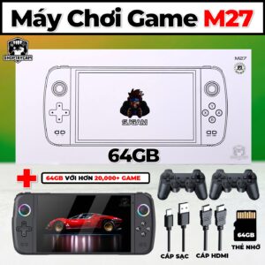 Máy Chơi Game M27 – Máy Chơi Game Cầm Tay M27 PSP RETRO Bản 64GB Với 20.000 Game PS1 PSP MAME NES NDS – MÀU ĐEN KÈM TAY CẦM RỜI