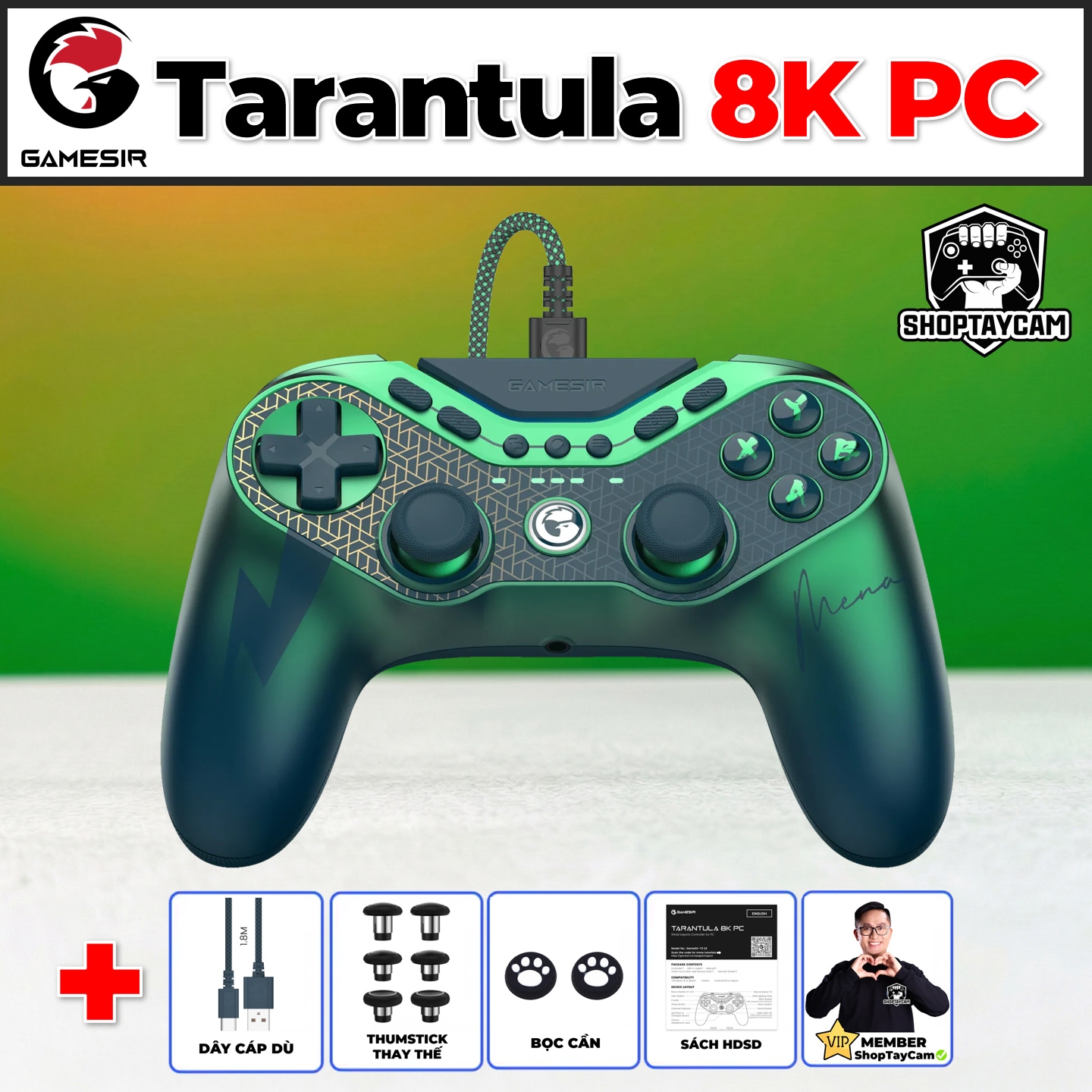 Tay Cầm GameSir Tarantula 8K PC MenaRD Edition Wired Esports Controller for PC – Gamesir T3 CE 8000Hz, Cần TMR