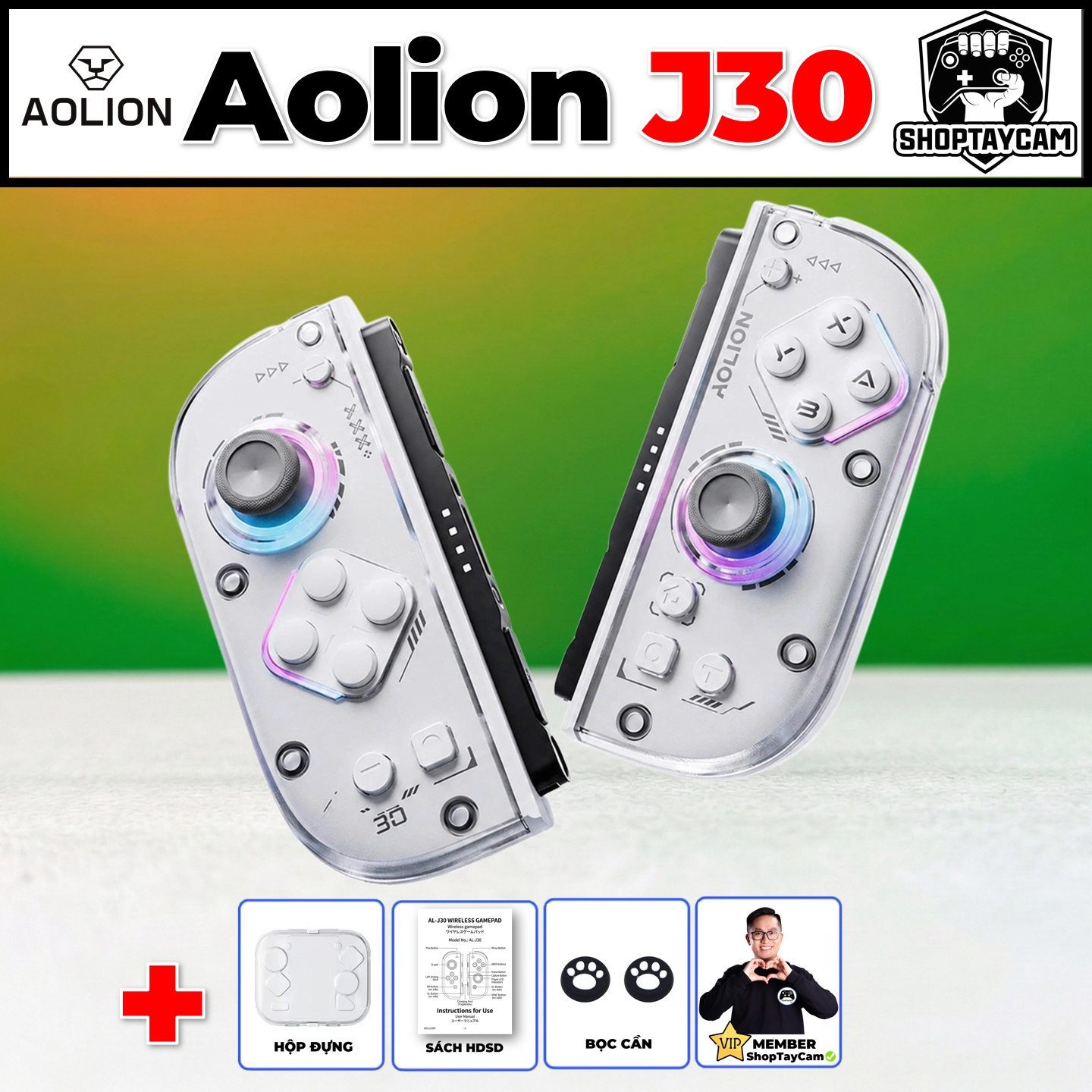 Tay Cầm Aolion J30 Cho Nintendo Switch 2 – Switch 2 Joycons Với Analog TMR Hall Effect, Phím Cơ, Gyro, Macro