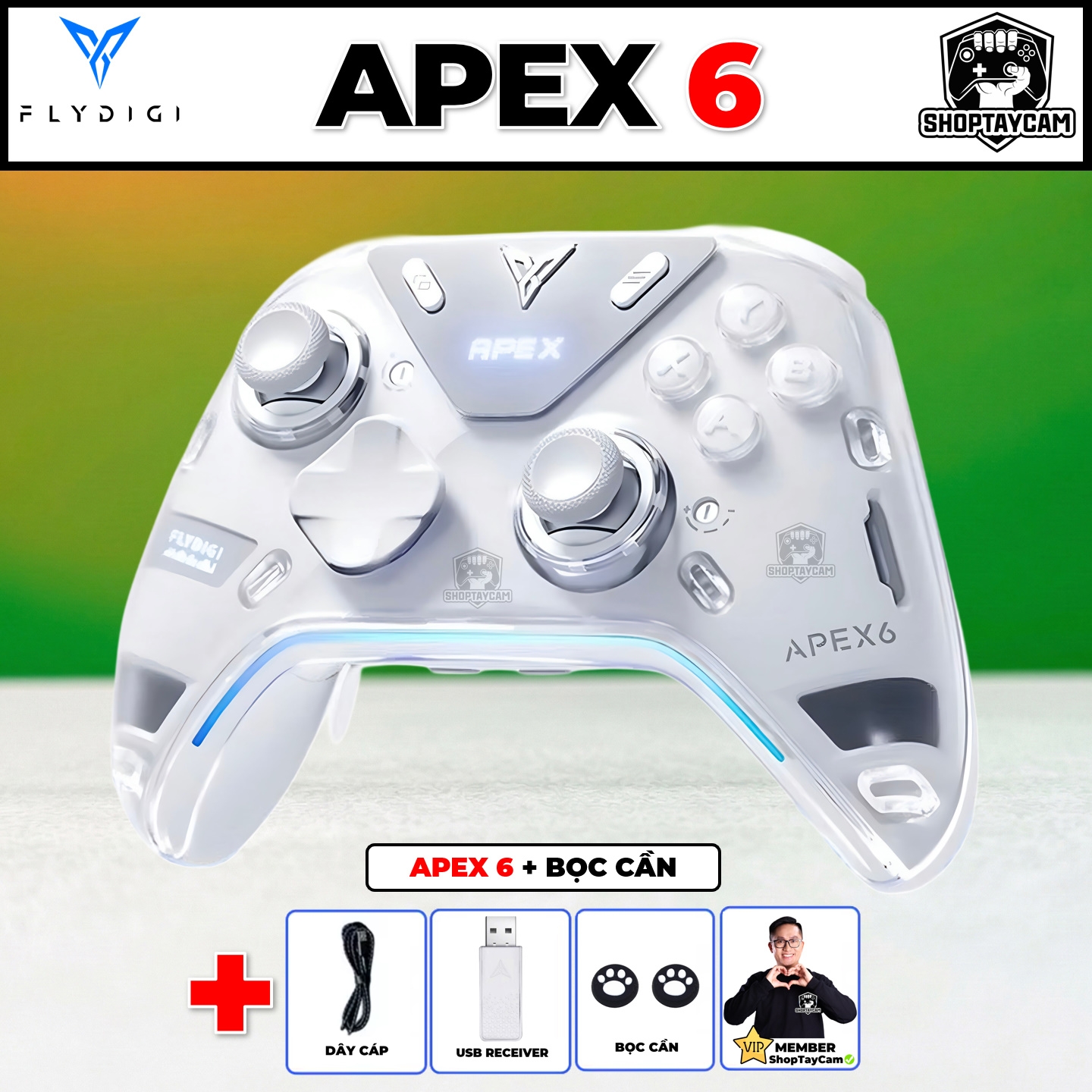 Apex 6 – Tay Cầm Flydigi Apex 6 Với X-Haptics 2 Motor VCM, Cần TMR 3.0, Màn Hình 2.0 | MỚI NHẤT 2026