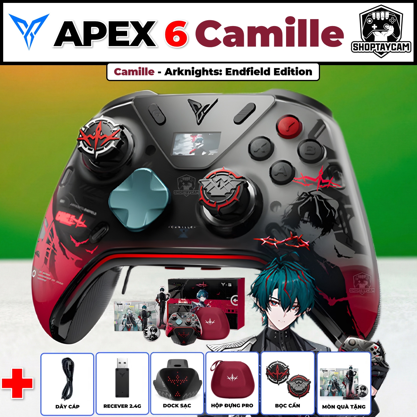 Tay Cầm Flydigi Apex 6 Camille - Arknights Endfield Edition Với X-Haptics 2 Motor VCM, Cần TMR 3.0, Màn Hình 2.0 | FULL OPTION