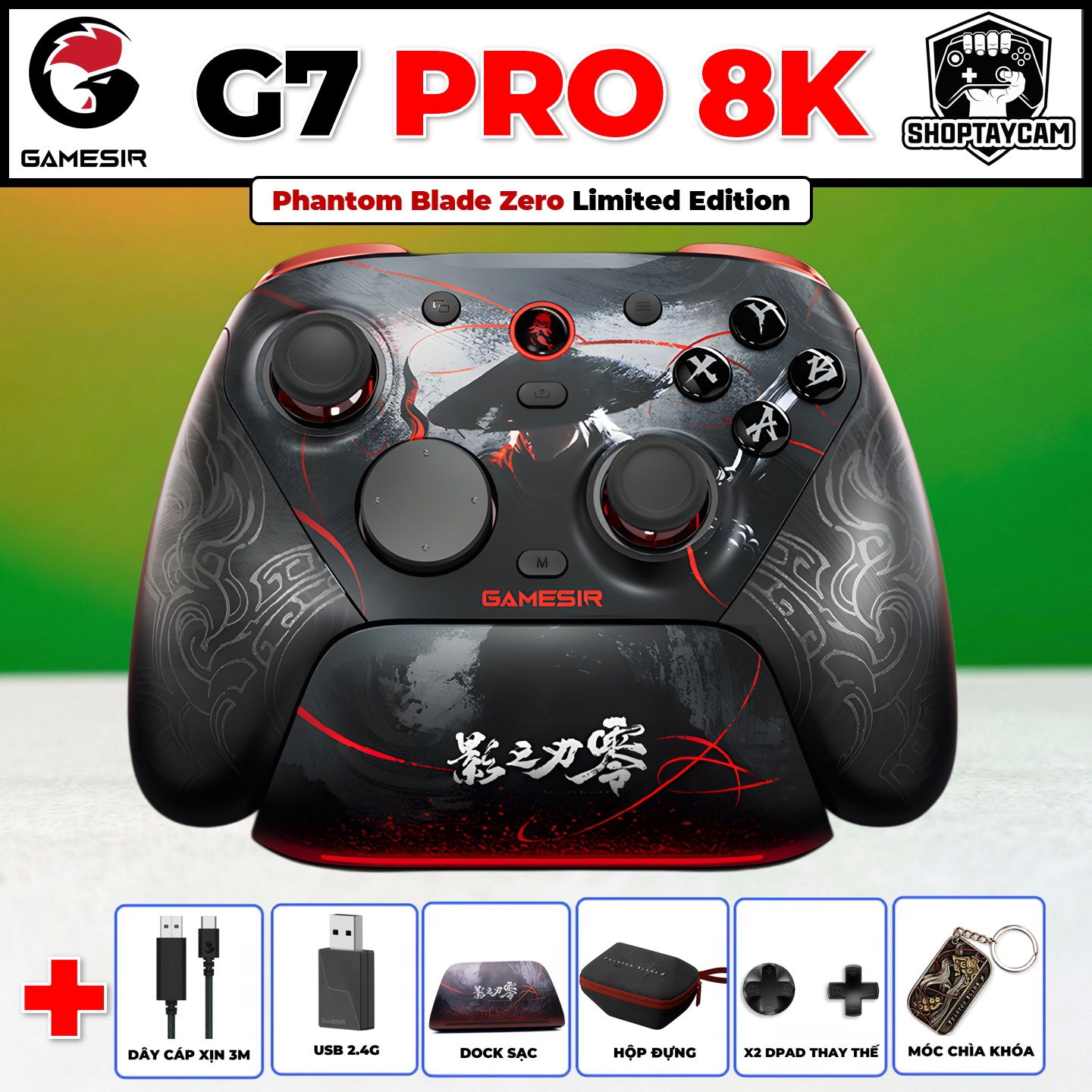 Tay Cầm GameSir G7 Pro 8K PC Phantom Blade Zero Edition Chính Hãng Mag-Res TMR Stick Gen 2, 8000Hz Chơi Game FCO, PC, Steam